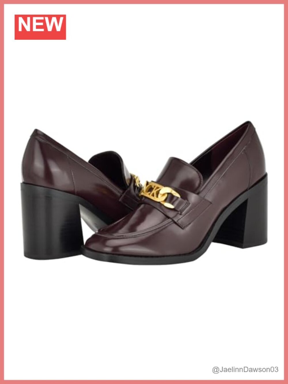 Calvin Klein Roberte Women's Square Toe Block Heel Pumps Faux Leather Slip On